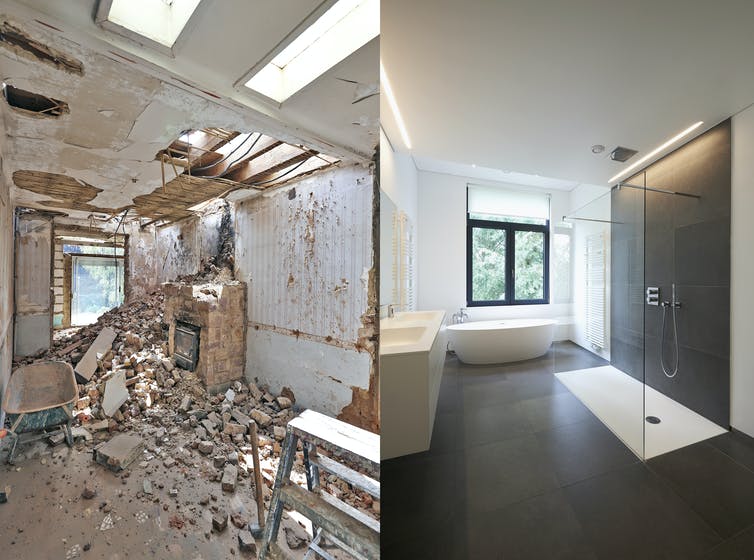 Avant et après une rénovation de maison
